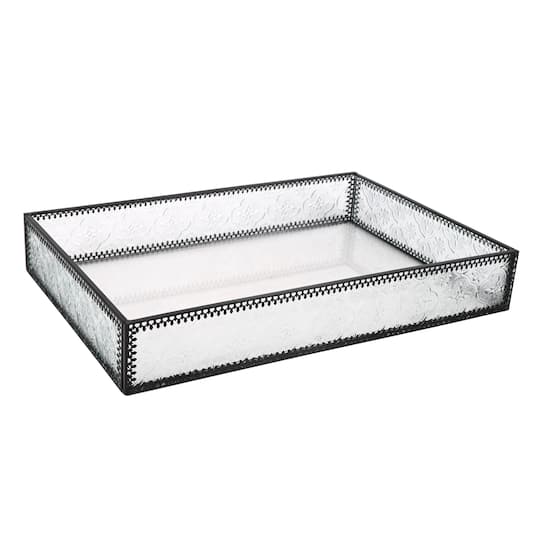 12" Clear Etched Rectangle Glass Tray by Ashland®